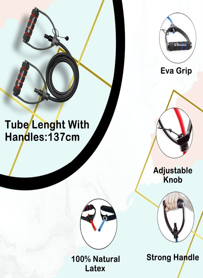 Wearslim® Professional Resistance Band Exercise Cord | Toning Tube Exerciser | with Comfort Handles | Office | Color : Assorted - 35 to 40 Lbs | 1 Year Warranty(Material: TPE) - Image 3