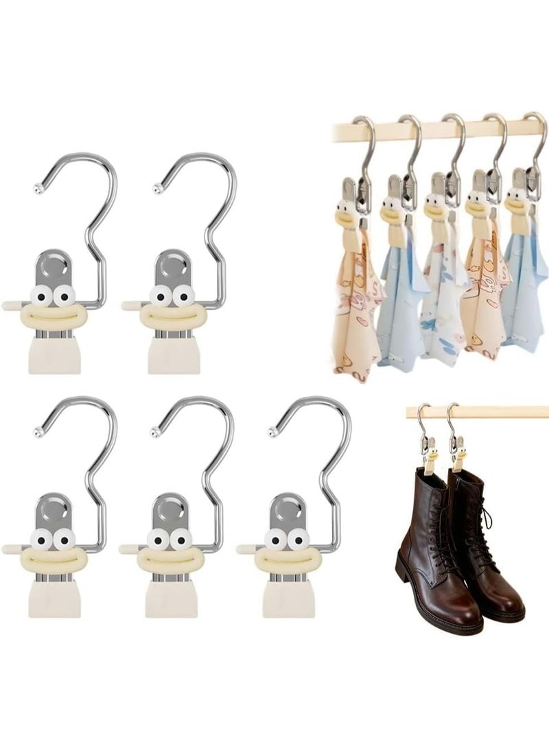 SYOSI Cute Boot Hangers Set, Stainless Steel Laundry Hooks with Non-Slip Clips, Space-Saving Hanging Organizer for Boots, Jeans, Socks, Scarves, Closet Storage Solution (5-Piece, White) - Image 1