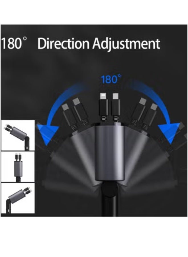 JAJEEK Retractable Car Charger 4 in 1 Fast Car Phone Charger 120W | Retractable Cables and USB Car Charger Compatible with iPhone iOS and Android Smartphones | 1 Lightning Cable, 1 Type-C Cable, 800MM Cable Length for Convenient Charging - Image 2