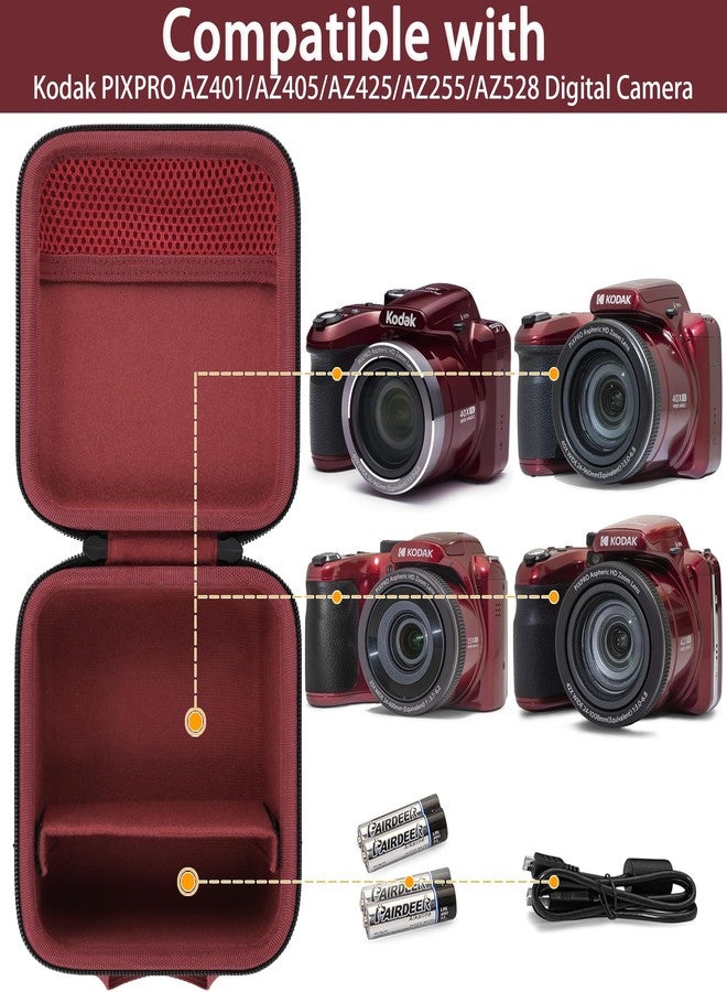 Baval Camera Case Compatible with Kodak PIXPRO AZ405/AZ425/AZ255/AZ401/AZ528 Digital Camera Vlogging Camera, Red Case, Camera Case - Image 3