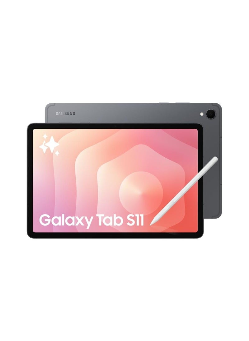 سامسونج جهاز Galaxy Tab S11 مزود بتقنية الذكاء الاصطناعي، وقلم S-Pen سداسي الشكل في العلبة، وشاشة Dynamic AMOLED 2X مقاس 27.8 سم (11 بوصة)، ومعدل تحديث 120 هرتز، وتطبيقات احترافية مثبتة مسبقًا، وذاكرة وصول عشوائي 12 جيجابايت، وسعة تخزين 512 جيجابايت، وجهاز لوحي مزود بتقنية Wi-Fi، رمادي (SM-X730) - Image 1