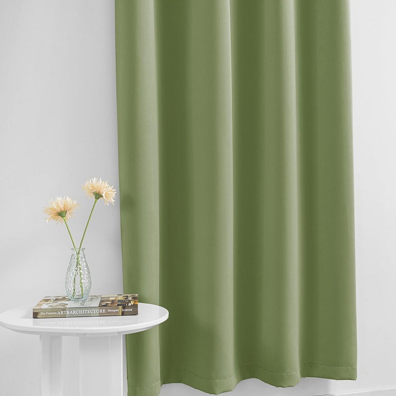 Muamar 2pcs Self Adhesive 100% Blackout Curtains for Bedroom Portable Curtains Easy Install  Rental House Curtains Temporary Curtains Sage Green 52"" W X 63"" L - Image 4