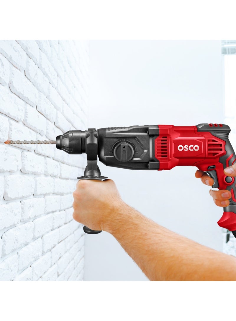 OSCO-TOOLS ROTARY HAMMER 26mm 1050W SDS-PLUS- 60Hz This drill is capable of drilling with a 26mm diameter, making it ideal for heavy-duty tasks. The SDS-Plus system allows for quick and easy bit changes, enhancing work efficiency 220V. - Image 5
