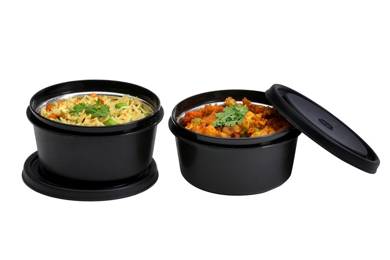 KOI Bitebox Set of 2 Horizontal Lunch Box 2 Inner Steel Containers with BPA Free Lids450 ml Each Leak Proof Microwave Safe Insulated Fabric Bag Easy to Carry Beige - Image 5