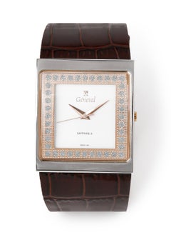 GENEVAL Leather Strap Analog Wrist Watch GLS044CRWO - 34mm - Brown  - Image 1