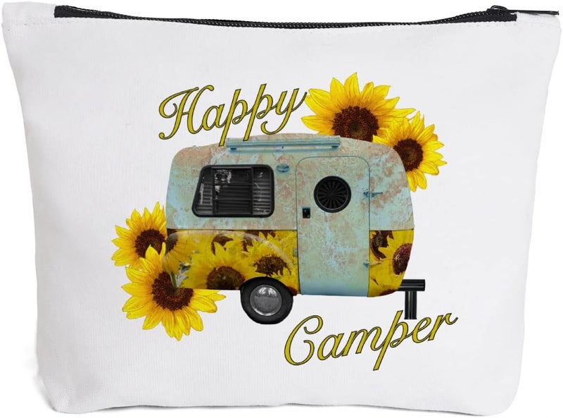 Fokongna Camper Accessories for Travel Trailers- Happy Camper -Campfire Makeup Bag Gifts for Camper Camp Retro Vintage Camping Camper Decorations for Inside-Q