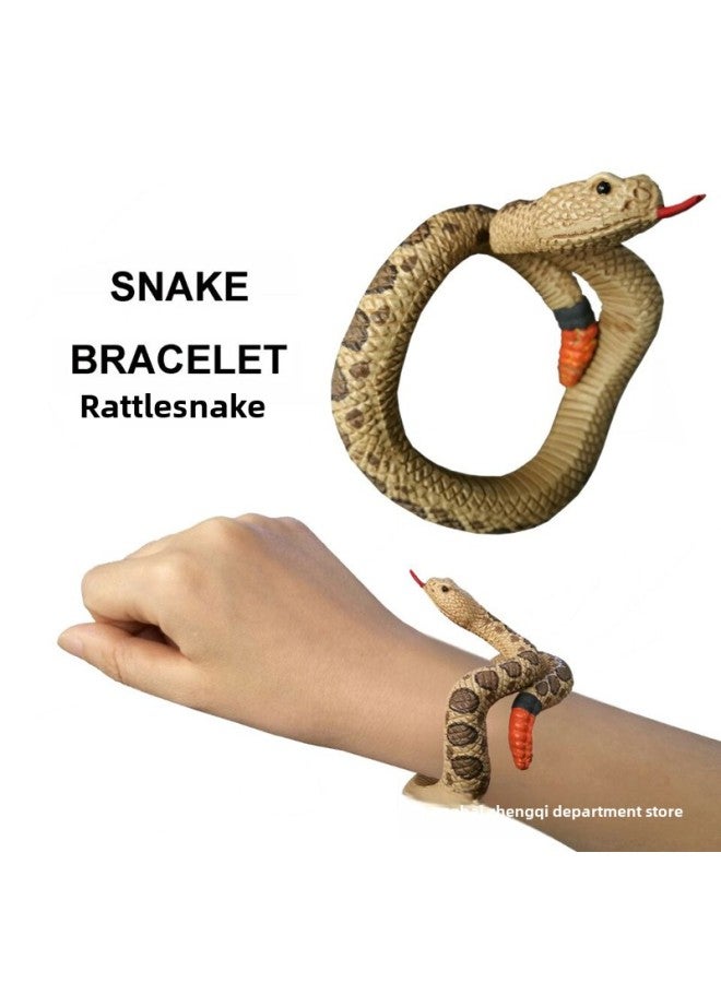 Artificial Animal Model Python Cobra Realistic Hand-painted Snake-shaped Bracelet Kidsren's Trick Toy-Color:Rattlesnake (OPP Bag)  - Image 1