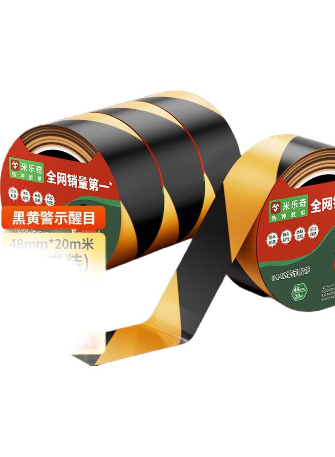 Miloch Milaiqi Black And Yellow Safety Warning Tape, Zebra Crossing Isolation Marker, Line Positioning, Area Division, Black And Yellow - 48Mm Wide - 20M Long [2 Rolls] - Image 2