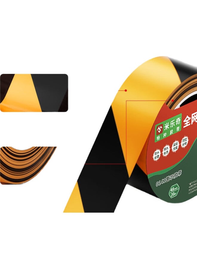 Miloch Milaiqi Black And Yellow Safety Warning Tape, Zebra Crossing Isolation Marker, Line Positioning, Area Division, Black And Yellow - 48Mm Wide - 20M Long [2 Rolls] - Image 3