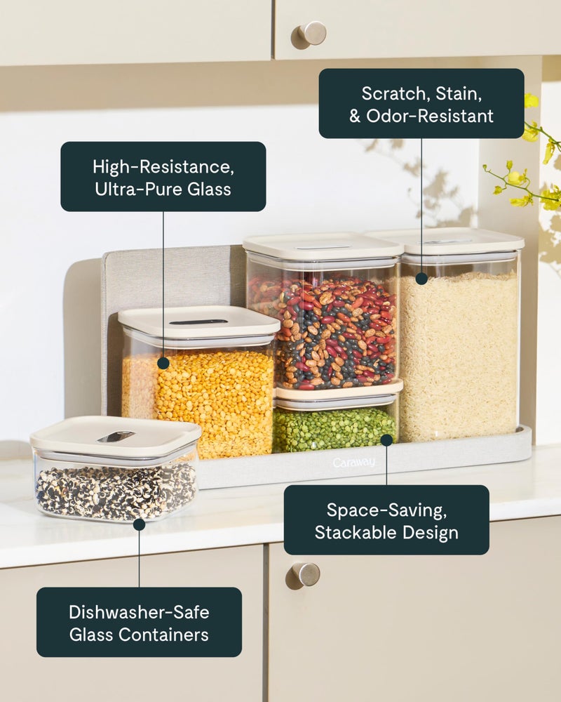 Caraway 1qt Glass Airtight Food Storage Container with Lid â€“ Non-Toxic, BPA-Free Kitchen Storage Container â€“ Stackable, Space-Saving Airtight Container for Dry Goods and More - Navy - Image 4