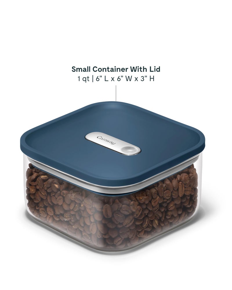 Caraway 1qt Glass Airtight Food Storage Container with Lid â€“ Non-Toxic, BPA-Free Kitchen Storage Container â€“ Stackable, Space-Saving Airtight Container for Dry Goods and More - Navy - Image 3