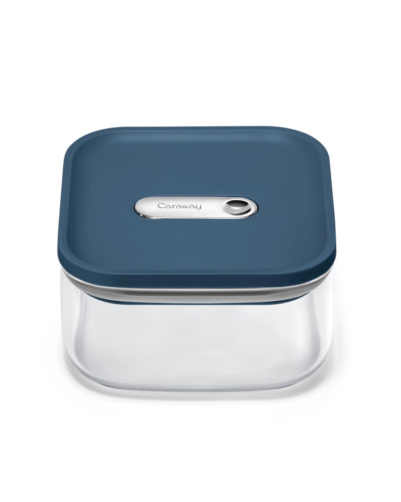 Caraway 1qt Glass Airtight Food Storage Container with Lid â€“ Non-Toxic, BPA-Free Kitchen Storage Container â€“ Stackable, Space-Saving Airtight Container for Dry Goods and More - Navy - Image 1