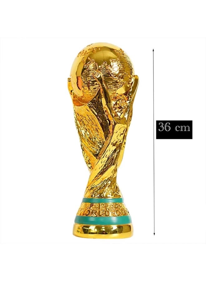 مجسم كأس العالم  36 سم نموذج الكأس هذا مصنوع من الراتنج، متين، صديق للبيئة، مضاد للتآكل، وله عمر خدمة طويل.