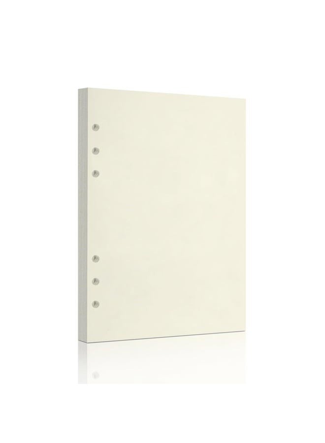 Mafegu A5 Horizontal Line 6 Hole Blank Diary Filler Paper, 8mm Straight-Line Looseleaf Paper for 6-Ring Binder, 80 Sheets/160 Blank Pages, With a 6-hole Ticket Zipper Pocket (Line-Retro-A5) - Image 1