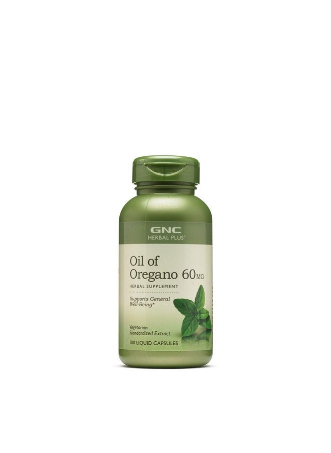 GNC - GNC Herbal Plus Oil of Oregano 60mg | Supports General Well-Being | 100 Capsules - Image 1