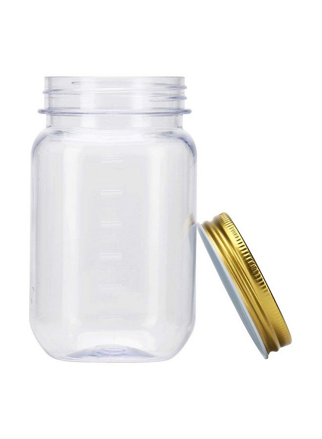 Novelinks novelinks 16 Ounce Plastic Jars with Gold Lids - Round Clear Containers Storage & Household Solutions - BPA Free (20 Pack)  - Image 3