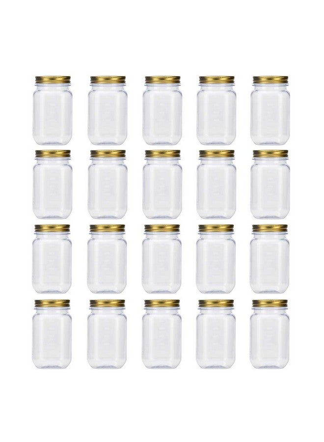 Novelinks novelinks 16 Ounce Plastic Jars with Gold Lids - Round Clear Containers Storage & Household Solutions - BPA Free (20 Pack)  - Image 1