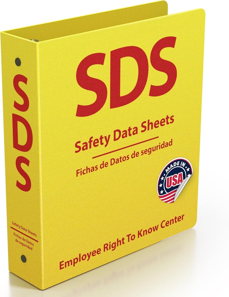 Three Ring Systems SDS Poly 3-Ring Binder 2 Inch - Bilingual English/Spanish Safety Data Sheet Binder - Heavy Duty MSDS Organizer for OSHA Compliance - Holds up to 400 SDS Sheets - Bright Yellow for High Visibility - Image 1