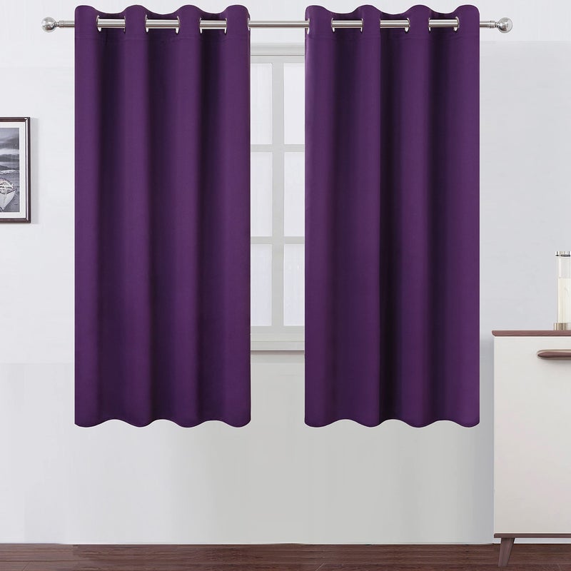 LEMOMO Blackout Curtains 52 x 63 inch/Purple Curtains Set of 2 Panels/Thermal Insulated Room Darkening Bedroom Curtains - Image 1