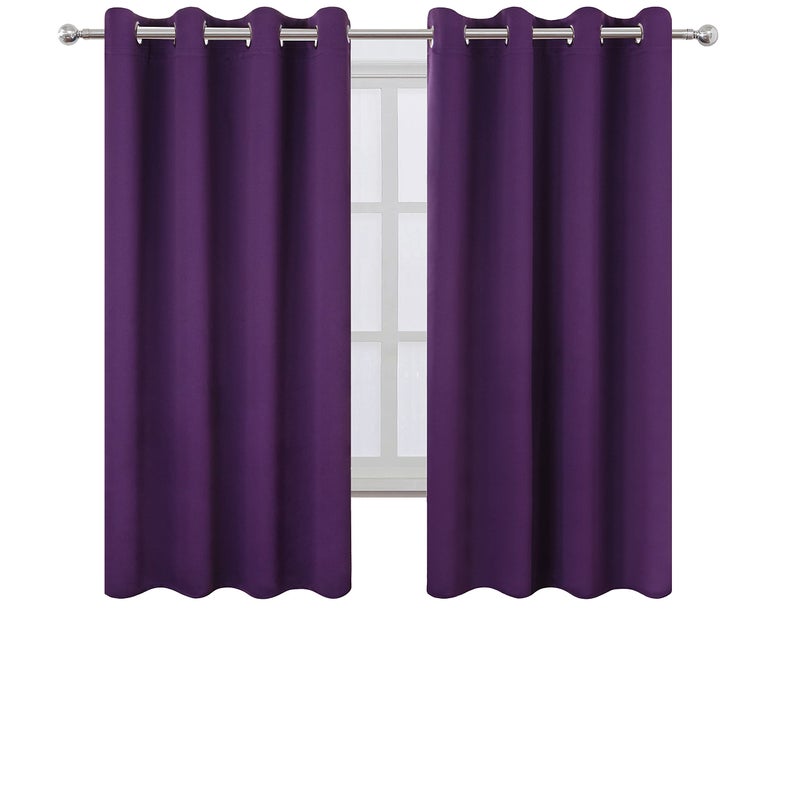 LEMOMO Blackout Curtains 52 x 63 inch/Purple Curtains Set of 2 Panels/Thermal Insulated Room Darkening Bedroom Curtains - Image 2