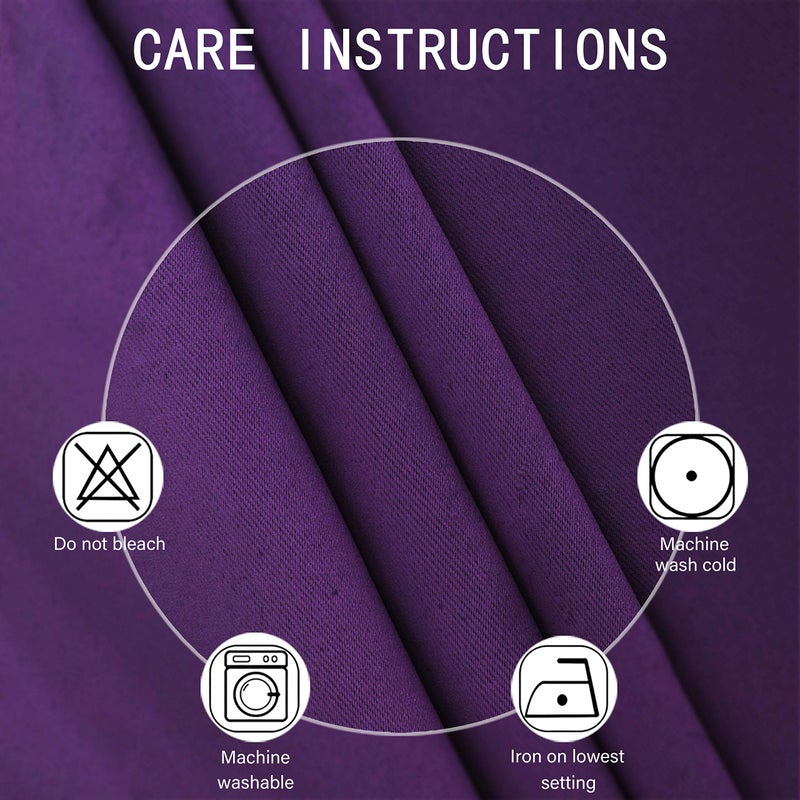 LEMOMO Blackout Curtains 52 x 63 inch/Purple Curtains Set of 2 Panels/Thermal Insulated Room Darkening Bedroom Curtains - Image 4
