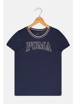 PUMA Kids Girl Sportswear Fit Short Sleeve Outdoor T-Shirt, Navy Blue  - Image 1