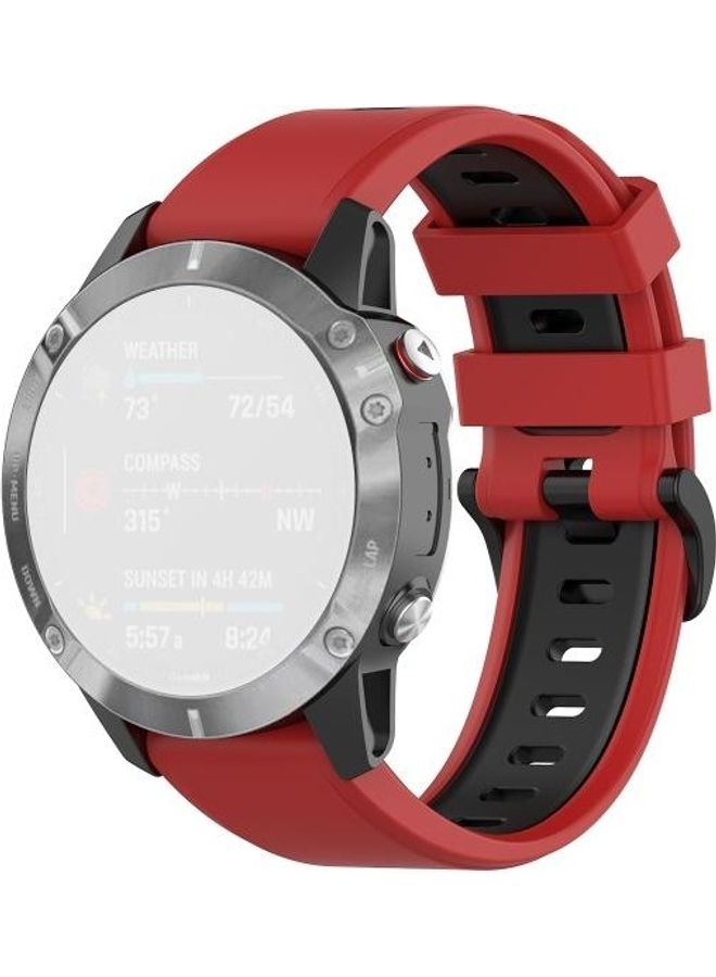 NIBEMINENT Silicone Two Colour Strap For Garmin Fenix 6 Red - Image 1