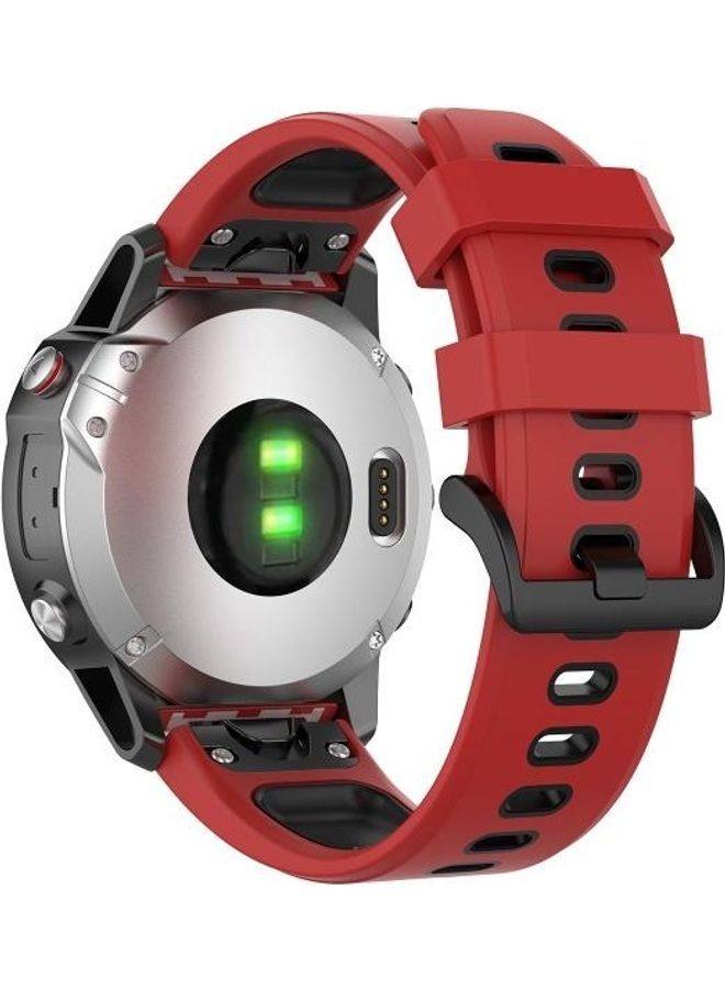 NIBEMINENT Silicone Two Colour Strap For Garmin Fenix 6 Red - Image 2
