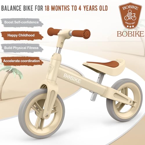Bobike Toddler Balance Bike Toys for 1 to 6 Year Old Girls Boys Adjustable Seat and Handlebar NoPedal Training Bike Best Gifts for Kids Beige - Image 5