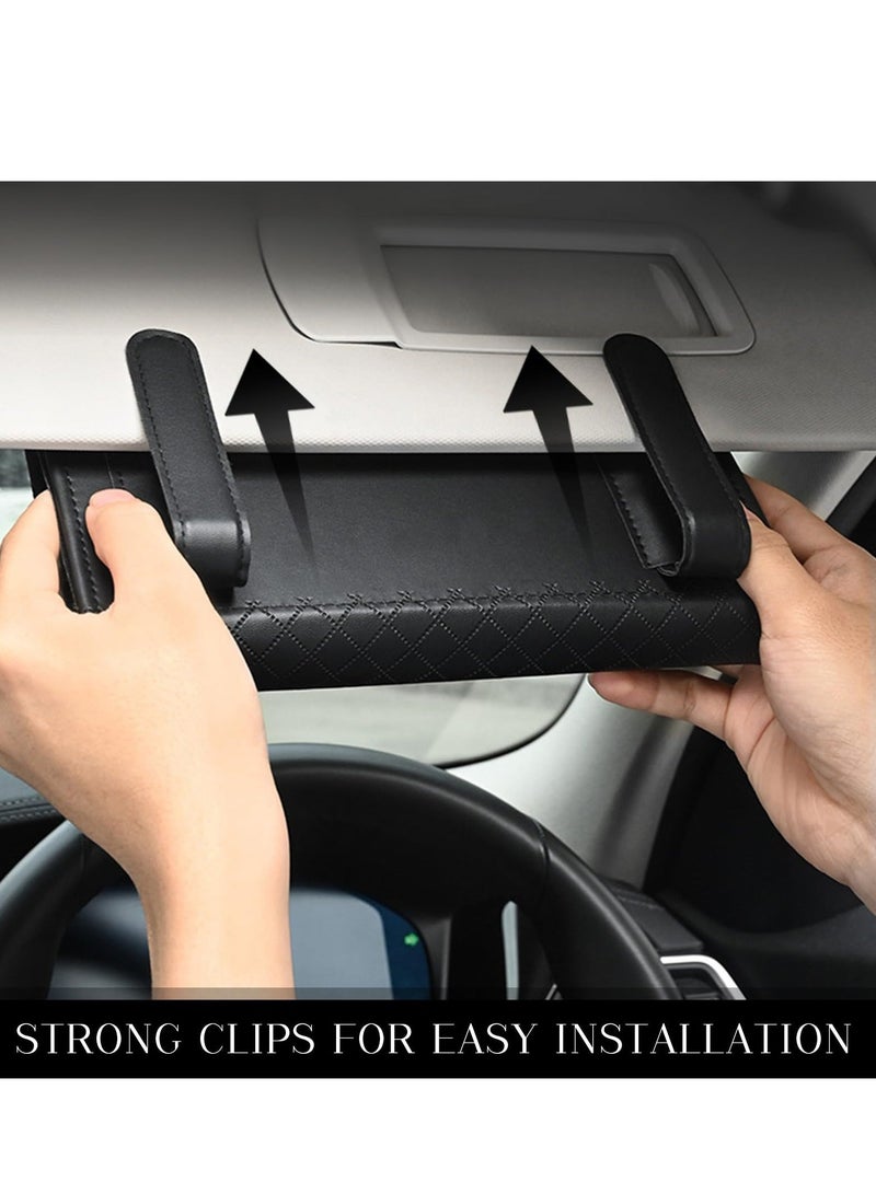 Y&D Car Visor Tissue Holder, Dispenser Hanging Paper Towel Holder Case, PU Classic Check Leather Backseat Box for Car/Truck Accessories(Black)  - Image 5