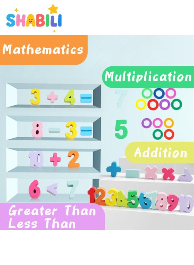 SHABILI Wooden Montessori Counting Math Puzzle Board – Shape Sorter with Number Pegs & Color Stacking Rings Educational Toy for Toddlers Ages 3+, Early STEM Preschool Math Learning Gift for Boys & Girls - Image 3