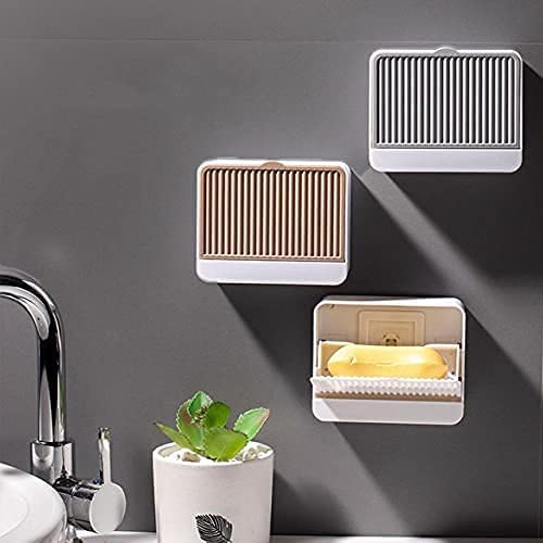 PRAMANTA Self Draining Soap Dish Holder/Soap Dish/Soap Tray/Soap Case/sabu dani/Soap Stand with lid Cover Accessories for Bathroom (1Pcs) - Image 1