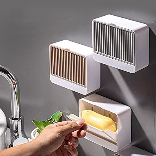 PRAMANTA Self Draining Soap Dish Holder/Soap Dish/Soap Tray/Soap Case/sabu dani/Soap Stand with lid Cover Accessories for Bathroom (1Pcs) - Image 5