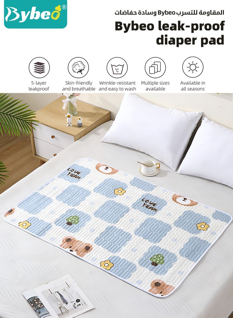 Bybeo 3 Pack Baby Washable Changing Mats, Waterproof Changing Pads, Ultra Soft Crib Mattress Sheets, Highly Absorbent Leakproof Underpads, Pure Cotton Bed Wetting Protector Mat for Newborns & Kids - Image 2
