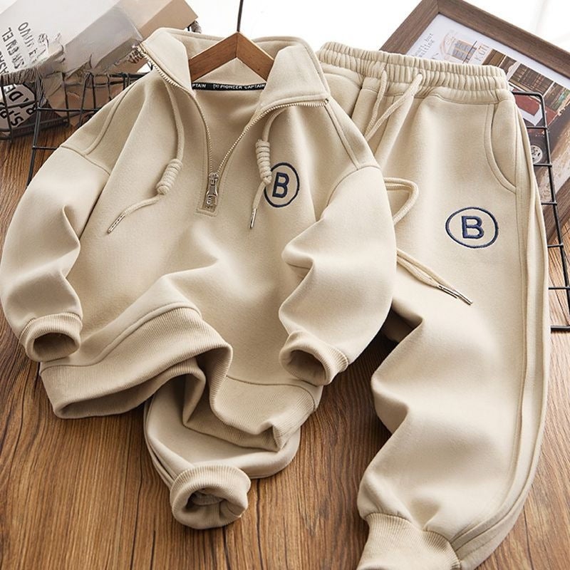 Boys Stylish Autumn Winter Hoodie  Joggers Set 2023 Navy blue - Image 4