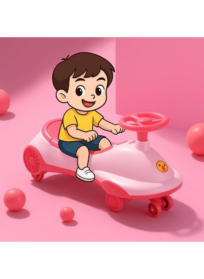 GOLD MANTIS Kids Wiggle Car Ride-On Toy – Assorted Color Push & Go Swing Car with Steering Wheel, Silent Wheels, Sturdy Frame, No Batteries or Pedals – Indoor Outdoor Ride On Toy for Boys & Girls - Image 4