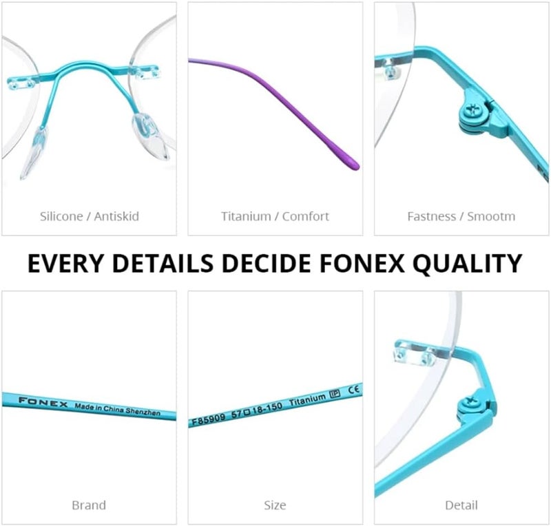 FONEX Titanium Glasses Frame,Rimless Frameless Optical Eyewear Eyeglasses for Men and Women F85634 - Image 4