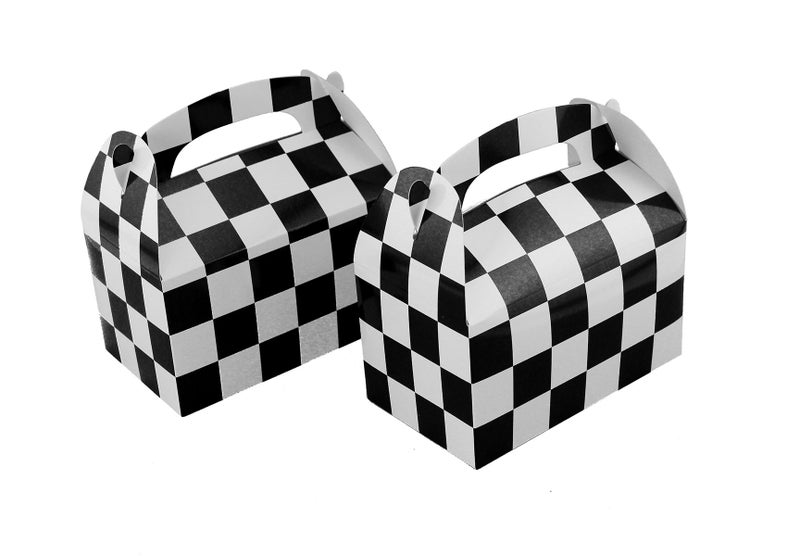 Adorox Set of 24 Checkered Racing Treat Boxes  Race Car Theme Party Favors Birthday Party Supplies Gift Boxes for Kids Party Decorations