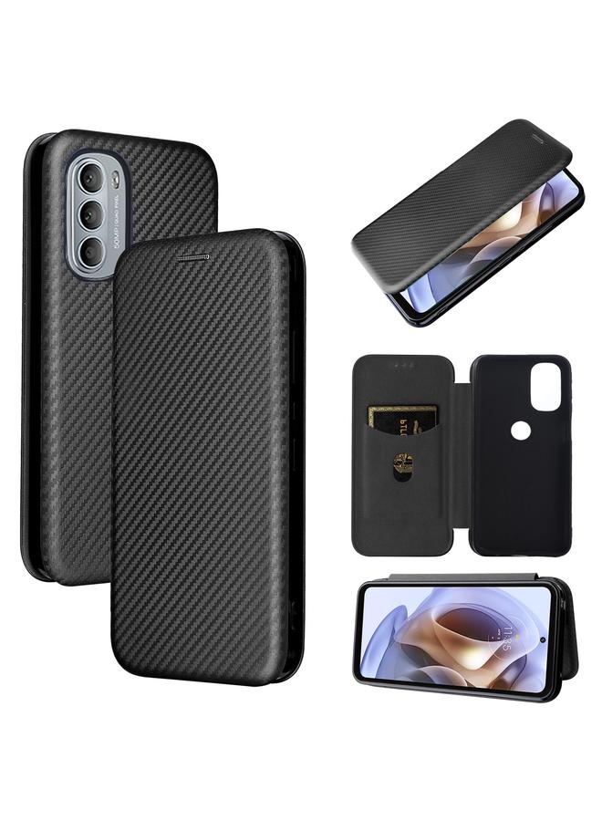 إيروريكس جراب لهاتف Motorola Moto G31 / G41 مصنوع من الجلد المرن المتين مع نسيج من ألياف الكربون - Image 1