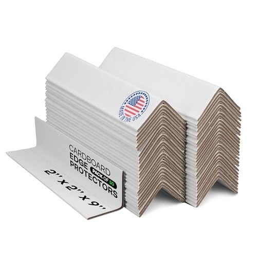 IDL Packaging - CEP-9-M Cardboard Edge Protector 2" x 2" x 9", Pack of 50 – White Kraft Cardboard Corner Protectors for Shipping – V-Board Reinforced Pallet Edge Protector - Image 1