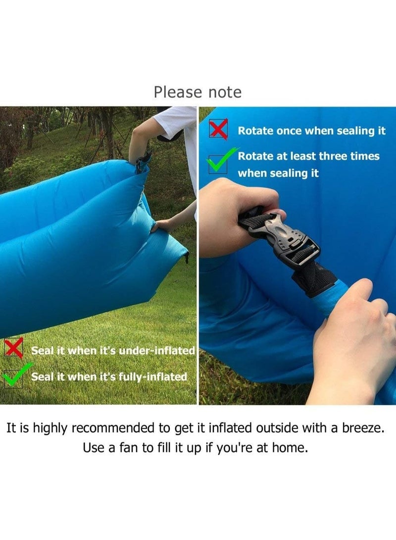 Large Inflatable Air Sofa Lounger, Waterproof Portable Camping Couch with Carry Bag, Green - Image 5