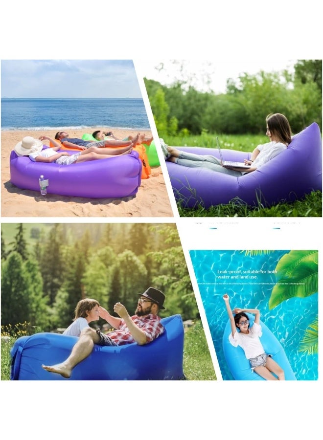 Large Inflatable Air Sofa Lounger, Waterproof Portable Camping Couch with Carry Bag, Green - Image 4