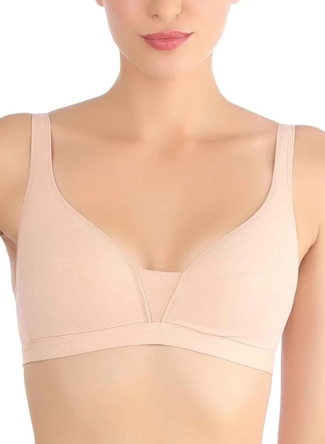 ترايامف Triumph Beginner Bra For Women Padded Non Wired Bra Wireless Full Coverage Lingerie for Teens Lightly Padded Cut-n-Sew Support Wide Straps Elastic Bottom Band Neutral Beige 36C Pack Of 1