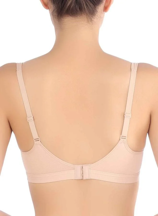 ترايامف Triumph Beginner Bra For Women Padded Non Wired Bra Wireless Full Coverage Lingerie for Teens Lightly Padded Cut-n-Sew Support Wide Straps Elastic Bottom Band Neutral Beige 36C Pack Of 1