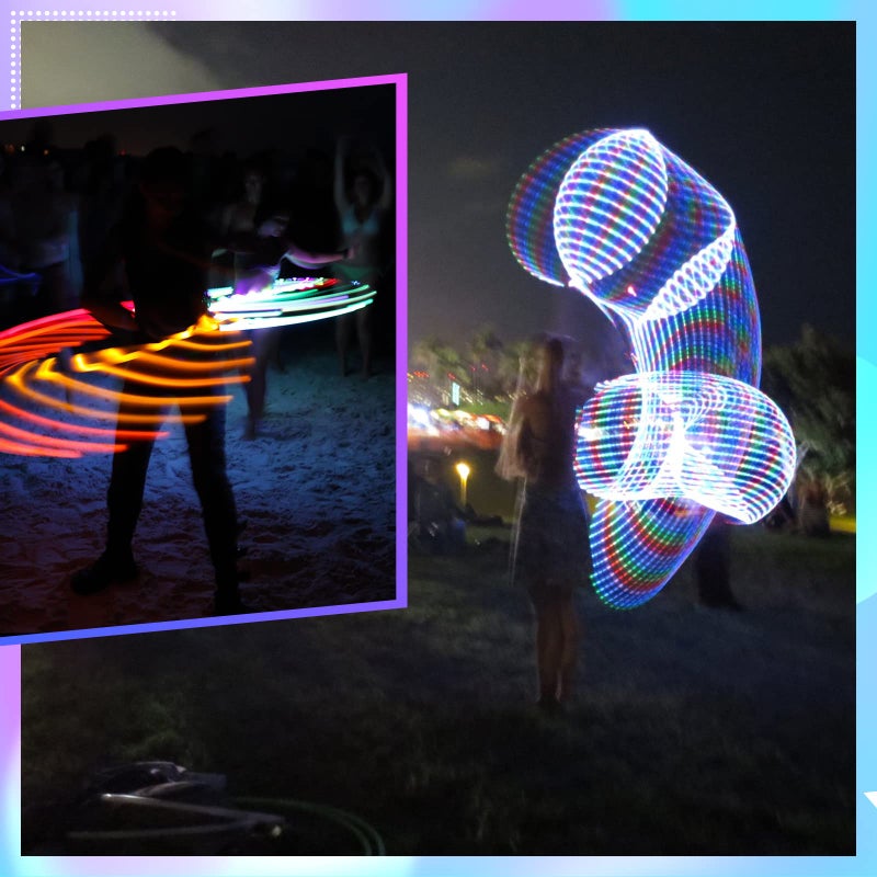 Jerify 1 Pcs 4 Pack LED Hoop Light up LED Glowing Lights Fitness Exercise Hoops 10 Color Changing Exercise Glowing Hoop for Halloween Party Favors Dance Dark Fitness (36 Inch) - Image 2