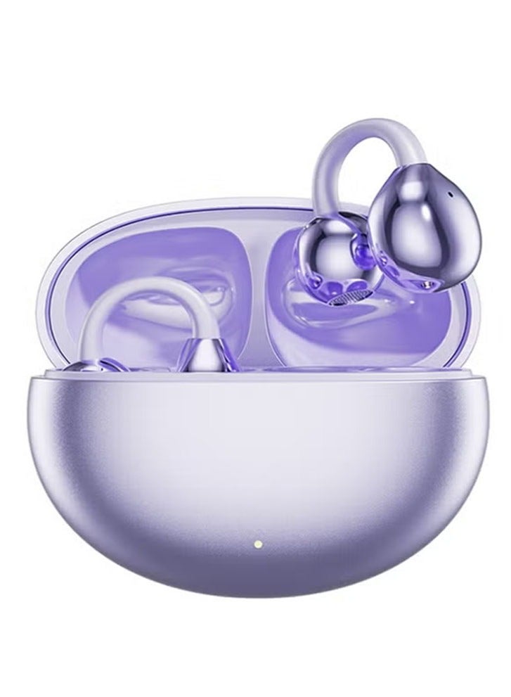 Open Ear Ring True Open Ear Headphones, Lightweight Comfort Open Ear Clip Wireless Earbuds,40h Battery,Bluetooth V6.0 Headphones,Sweatproof Air Conduction Earphones Fit Sports Running, Exercise Purple - Image 1