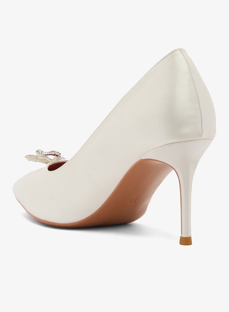 Ella Limited Edition Mid Heel Rhinestone Embellished Bow Detail Pumps - Image 3