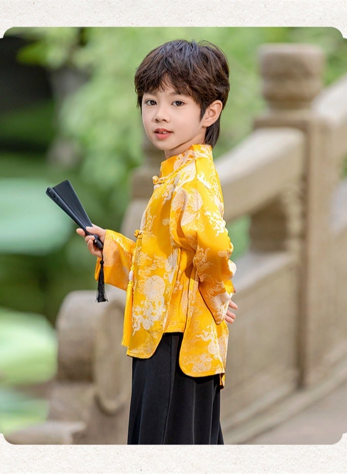 Boys' Hanfu Spring/Autumn Outfit Children's Set Chinese Style Baby Boy New Chinese-style Tang Suit - Image 3