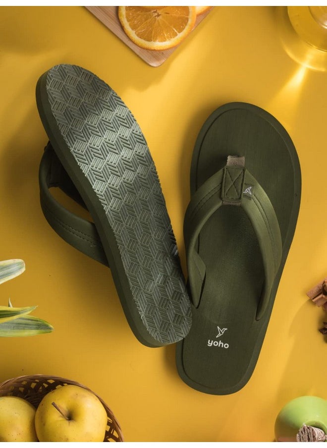 YOHO YOHO Bubble Men Olive soft slippers | comfortable and stylish flip flop slippers for Men in exciting colors | Daily Use| Lightweight | Anti Skid Chappal | Bubbles Size- 11  - Image 2