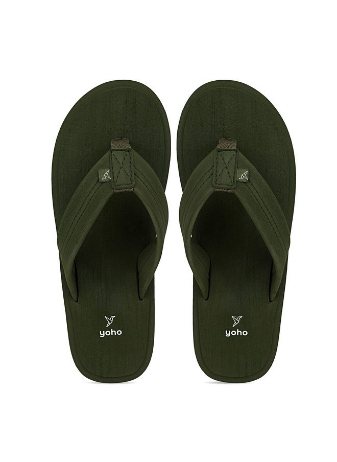 YOHO YOHO Bubble Men Olive soft slippers | comfortable and stylish flip flop slippers for Men in exciting colors | Daily Use| Lightweight | Anti Skid Chappal | Bubbles Size- 11  - Image 1